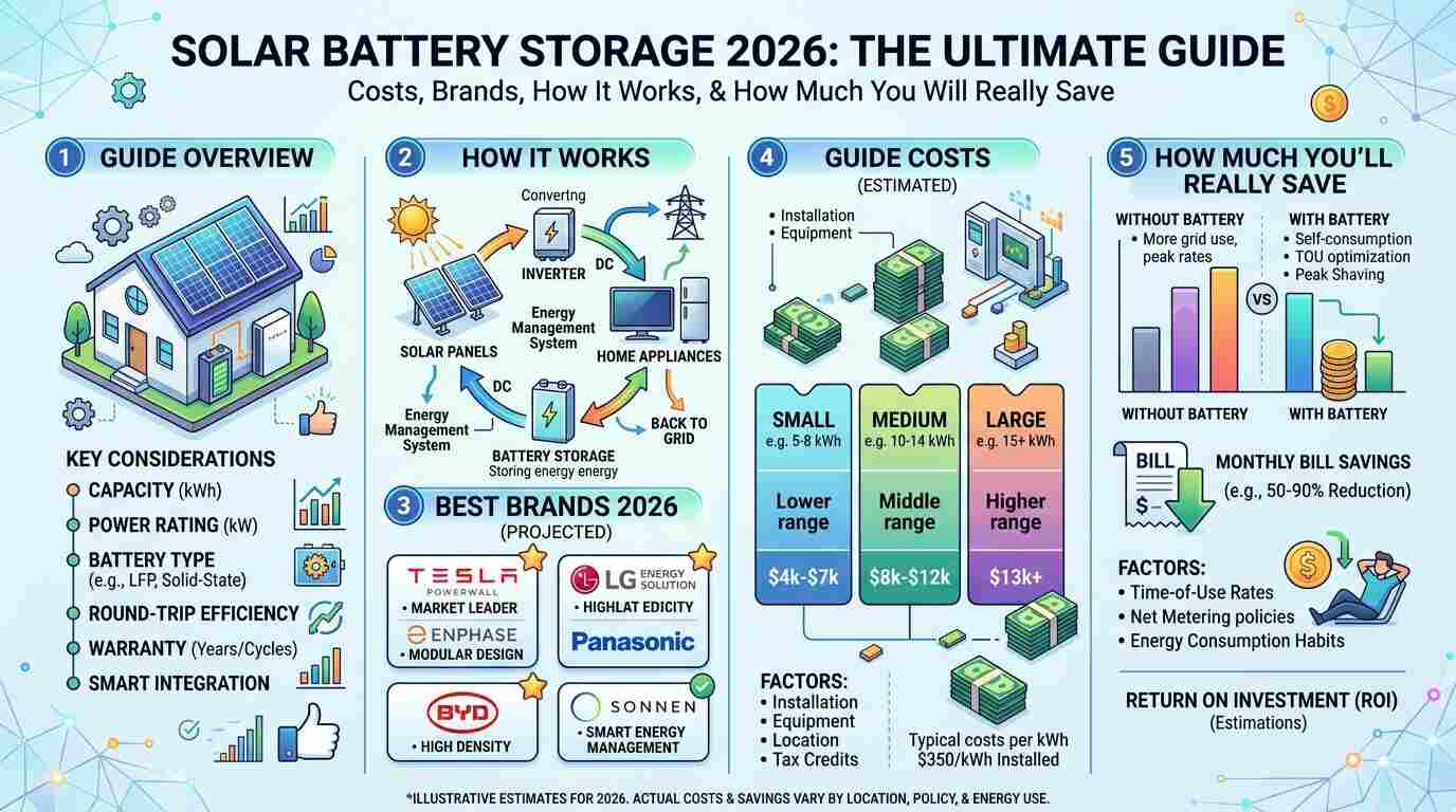 ⚡ How Solar Battery Storage Works: Simple Explanation